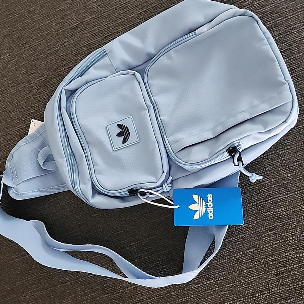 ADIDAS Utility Sling Bag Crossbody Purse Ash Blue Travel Athleisure Belt Street - Picture 5 of 12